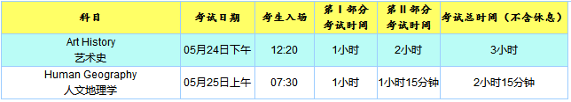 2018年AP考试各科时间安排表